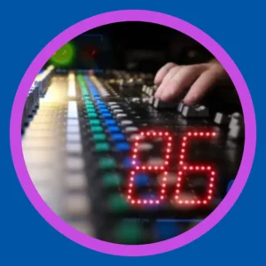 A sound board has the number "86" superimposed over it. 