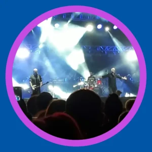 People stand at a rock concert.