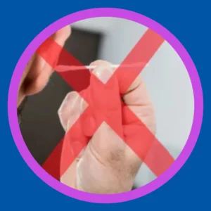 A red "X" is over a picture of a person using a cotton swab in his ear. 