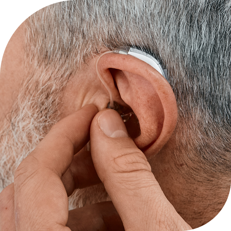 Stanford Hearing Aids patient being fitted with hearing aids