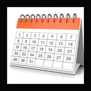 A desk calendar showing a month. 