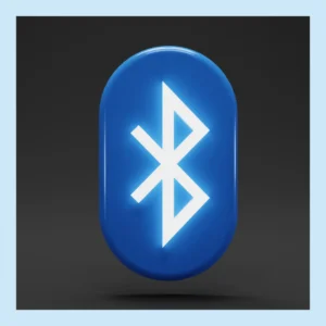 The symbol for Bluetooth stands on a black background. 