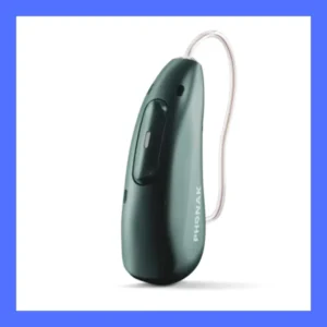 An Audeo R Infinio hearing aid stands against a white background.