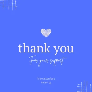The words “Thank you for your support” sit on a blue background.