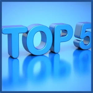 "Top 5" is written in bright blue letters on a lighter blue background.