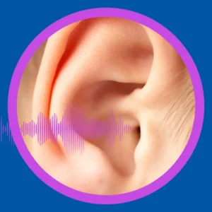 Sound waves go into an ear. 