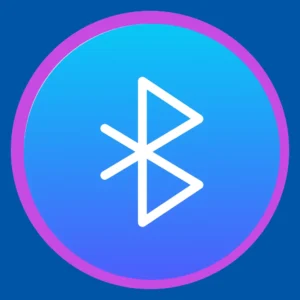 A Bluetooth symbol rests on a blue background. 