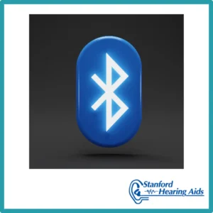 The Bluetooth symbol sits on a black background. 