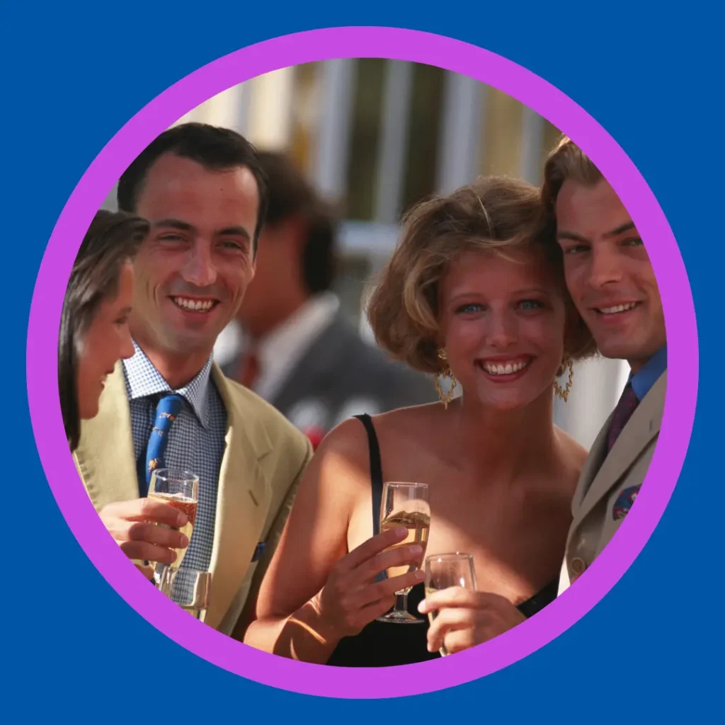 People enjoy a cocktail party.