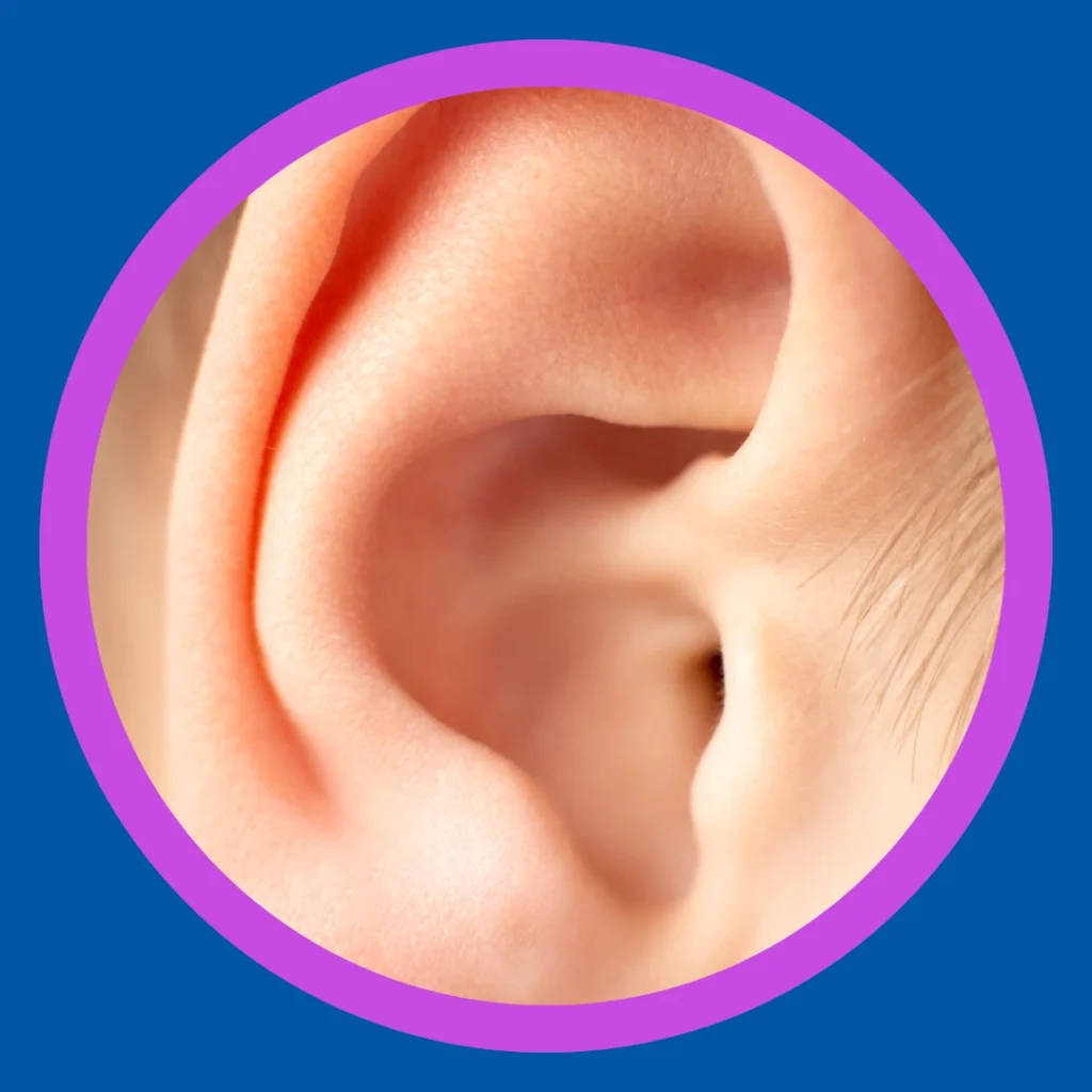 A close up of a person's ear.