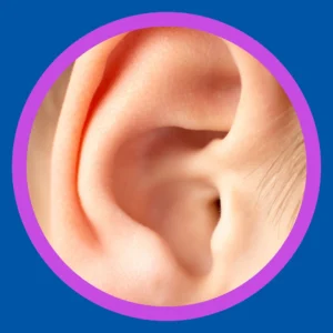 A close up of a person's ear.