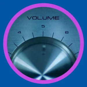 A volume dial shows a level in the middle. 