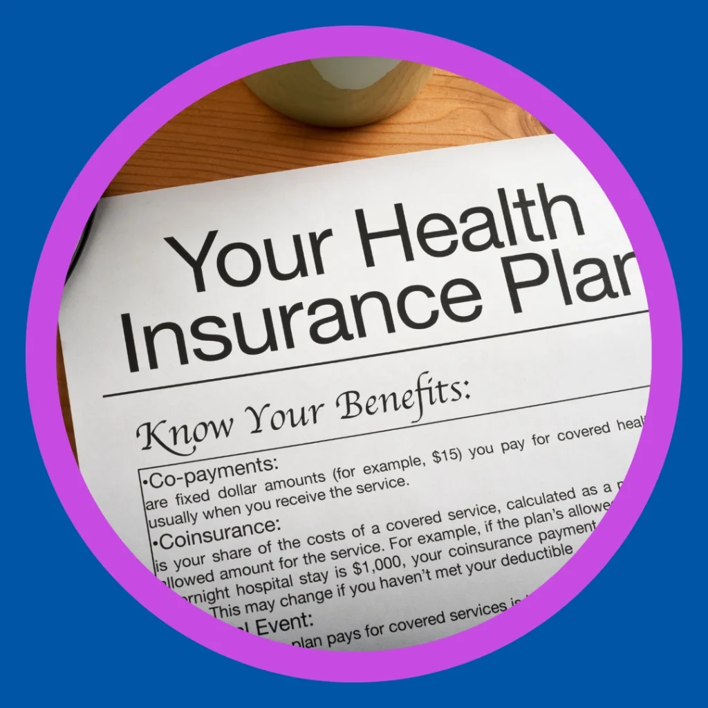 An insurance plan sits on a table.