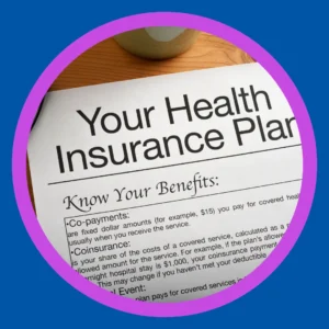 An insurance plan sits on a table. 