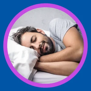 A man sleeps happily. 