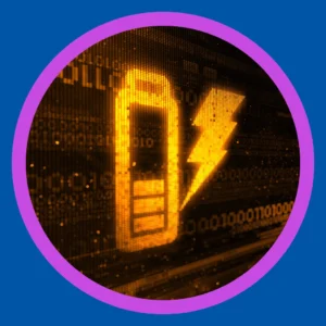 A battery life indicator sits on black background.