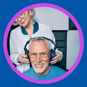 A man takes a hearing test.