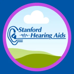 The Stanford Hearing logo sits in a blue frame. 