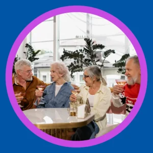 Friends enjoy drinks together. 
