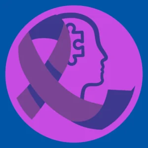 The World Alzheimer's Day logo sits on a purple background.