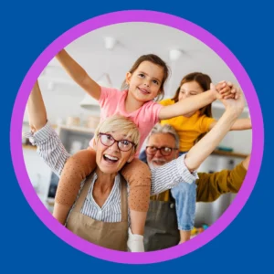 Grandparents have fun with their granddaughters.