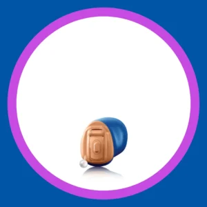 A Unitron Insera hearing aid sits on a white background. 