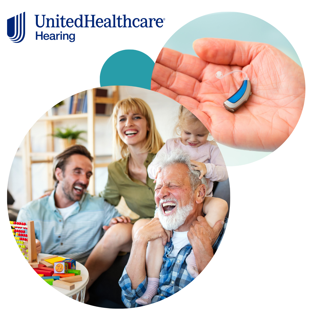 TruHearing Aids - image 1 family having fun with image of hearing aid next to it